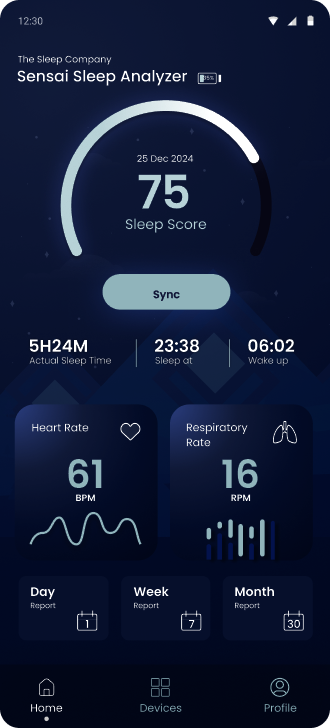 SensAI app — Sleep Score screen