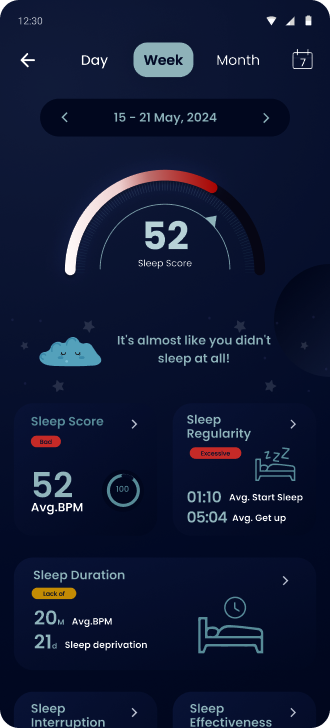 SensAI app — AI Sleep Coach screen